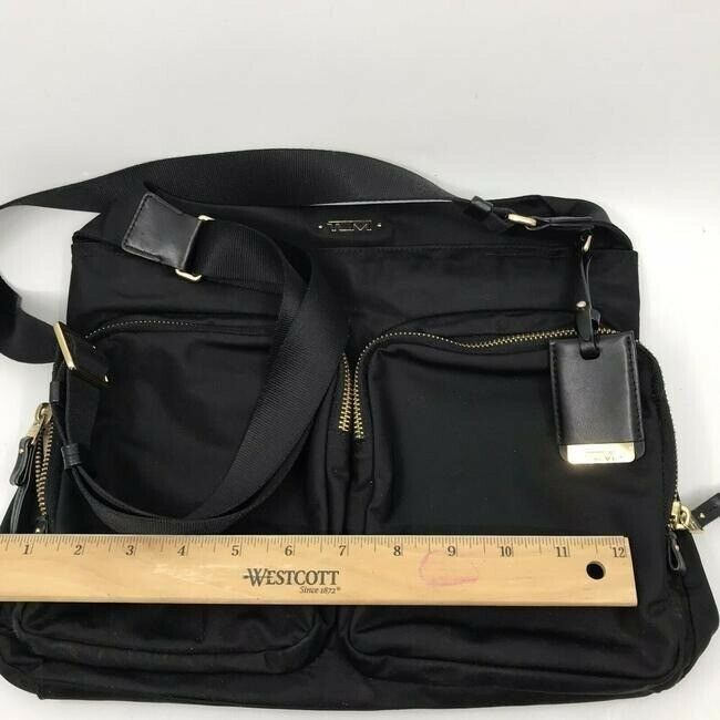 tumi messenger black nylon cross body bag