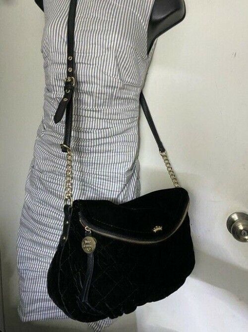 Juicy Couture Large Flap Msrp Black Velvet Cross Body Bag