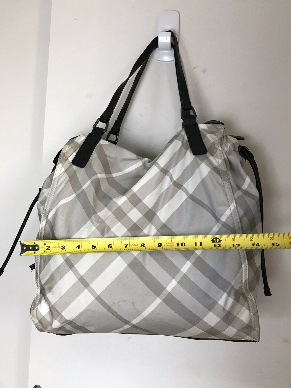 BURBERRY Grey  Plaid nylon tote Bag Classic