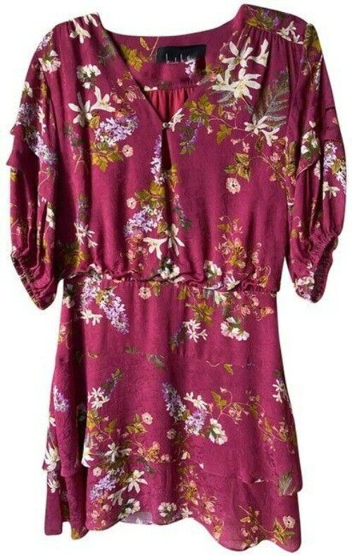 Nicole Miller Pink White New Floral Mini Msrp Short Casual Dress