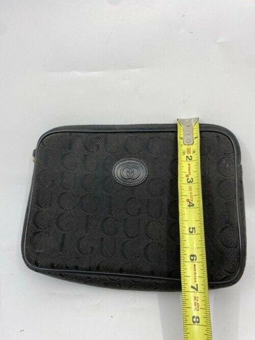 gucci vintage black fabric clutch
