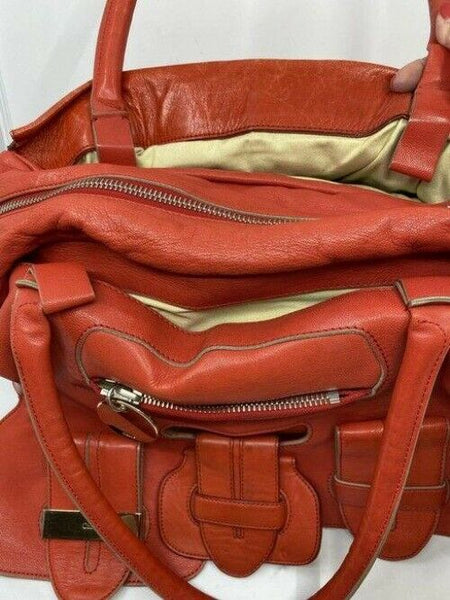 chloe red leather shoulder bag