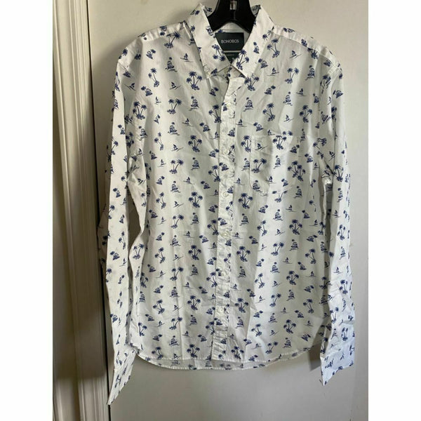 BONOBOS Blue White Printed Long Sleeve Button Down Shirt Size M