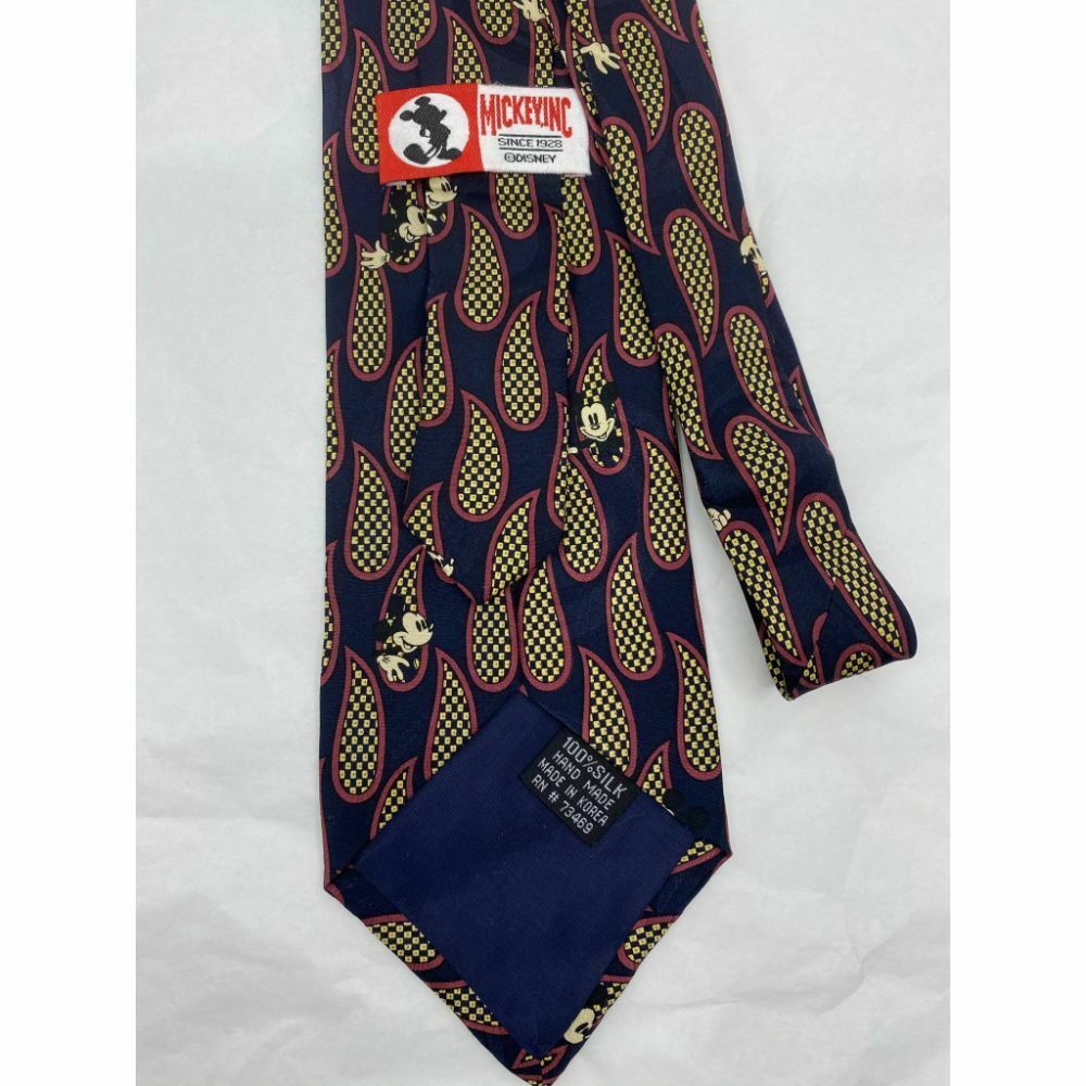 MICKEY MOUSE Disney Neck Tie Black Green Hand Made 100% Silk