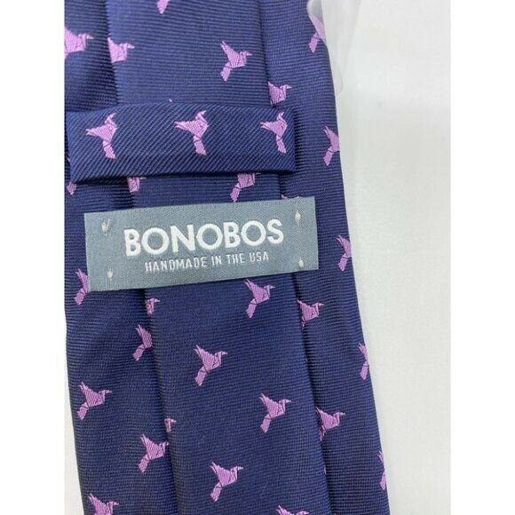 New! BONOBOS Navy Purple Premium Neck Tie Handmade