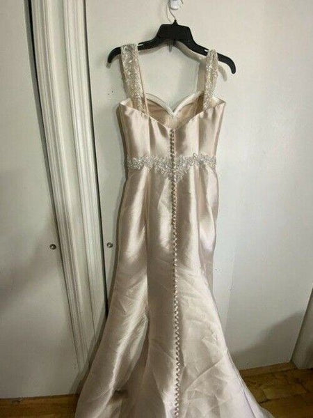 Unbranded Champagne W Gown W Beads Long Cocktail Dress