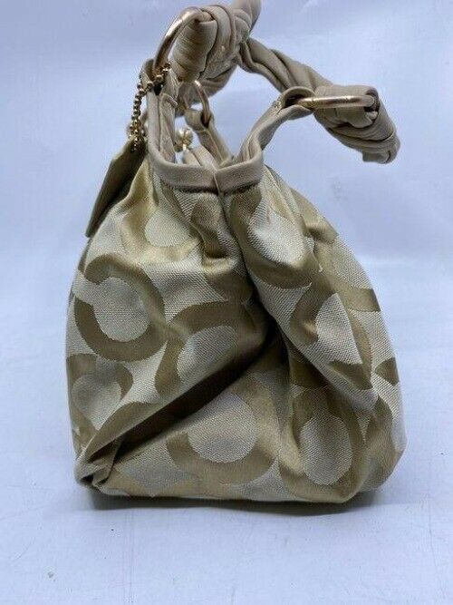 coach medium material pink beige fabric shoulder bag