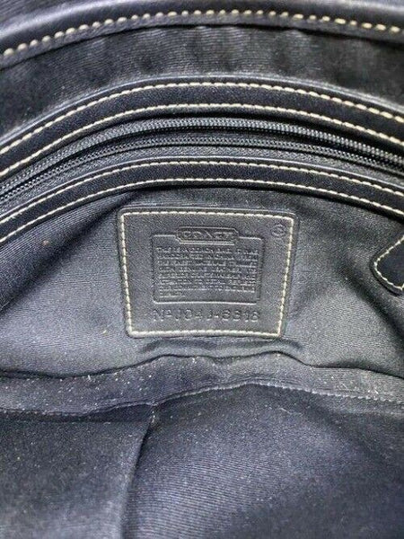 coach medium material black gray fabric shoulder bag