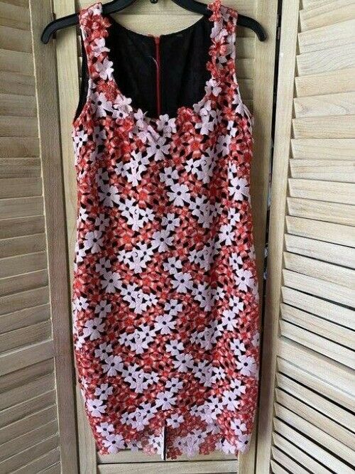 Nicole Miller multicolor new laser cut on black contrast msrp short formal dress