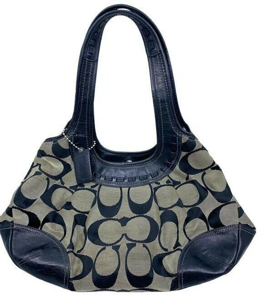Coach Shoulder Bag Medium Msrp Beige Black Jacquard Fabric Tote