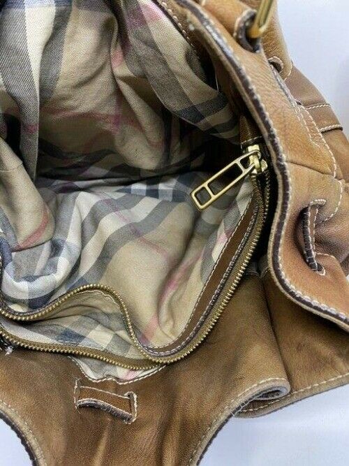 burberry vintage classic brown leather hobo bag