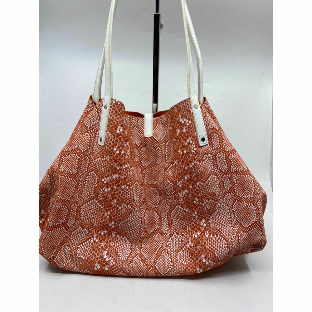 695 Tiffany and Co. Reversible Large Tote Bag Orange Suede and Snake Print Design