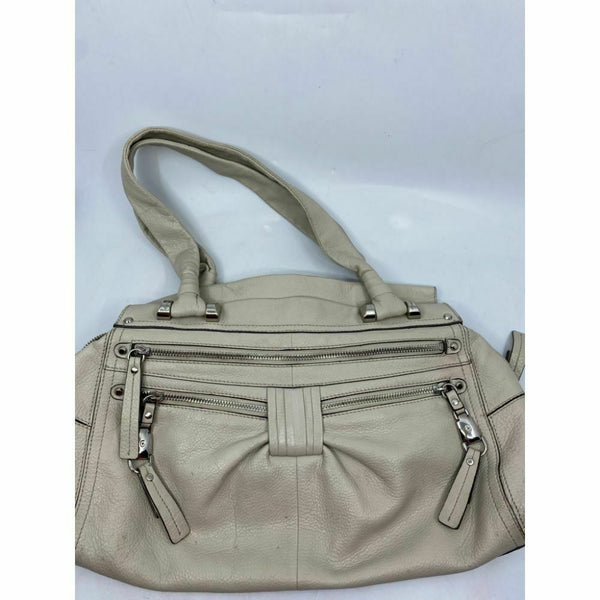 B. makowsky Cream Leather Shoulder Bag