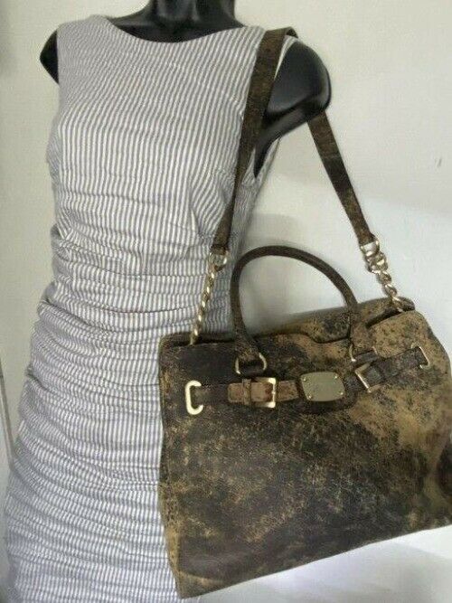 michael kors washed hamilton msrp black leather shoulder bag