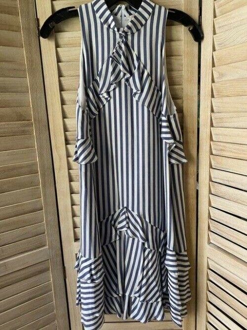 Nicole miller navy white new stripe msrp small short casual dress