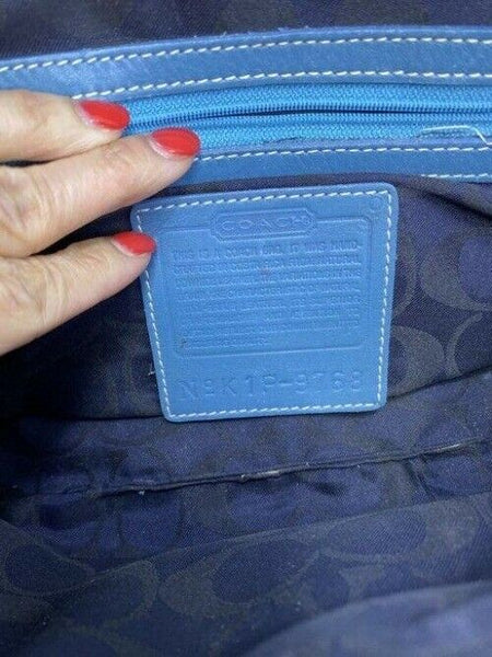 coach vintage medium blue leather cross body bag