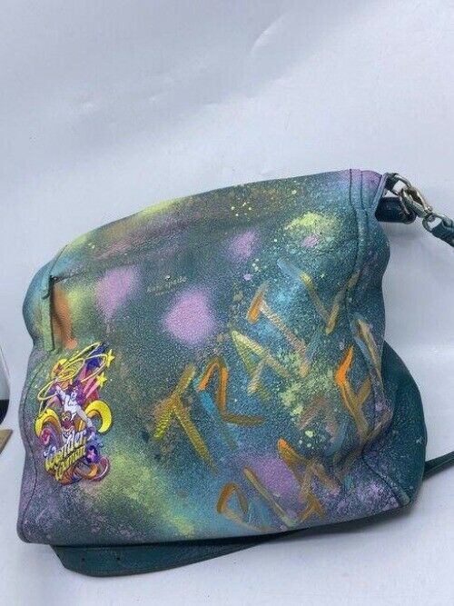 kate spade w hand shoulder customized by me w applique blue green shoulder bag