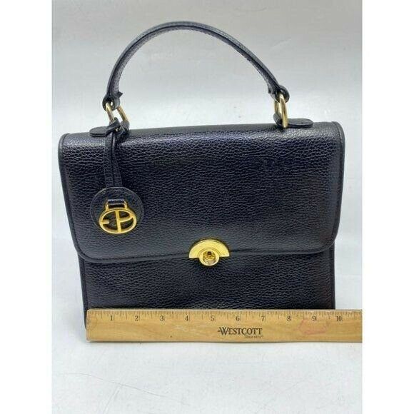 Evan Picone Black Vintage Leather Handbag