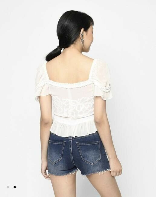 Nicole Miller white beige msrp small blouse