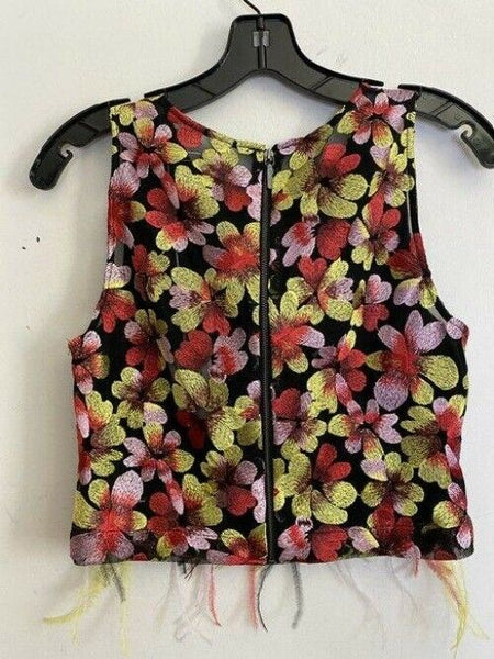 nicole miller black yellow red new floral small tank topcami