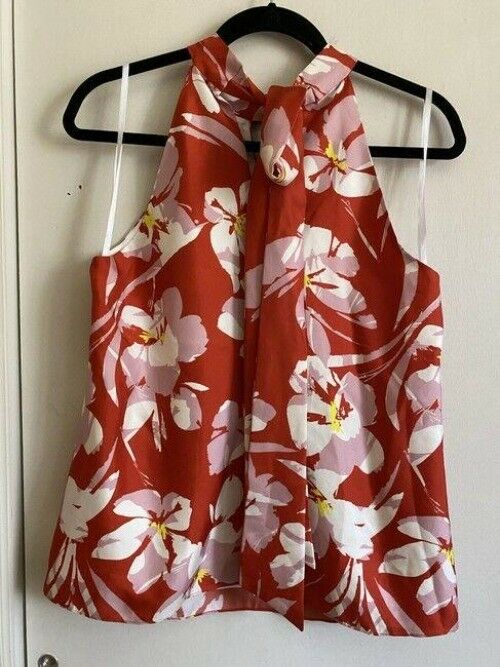 Milly red white new floral print spaghetti strap small tank topcami