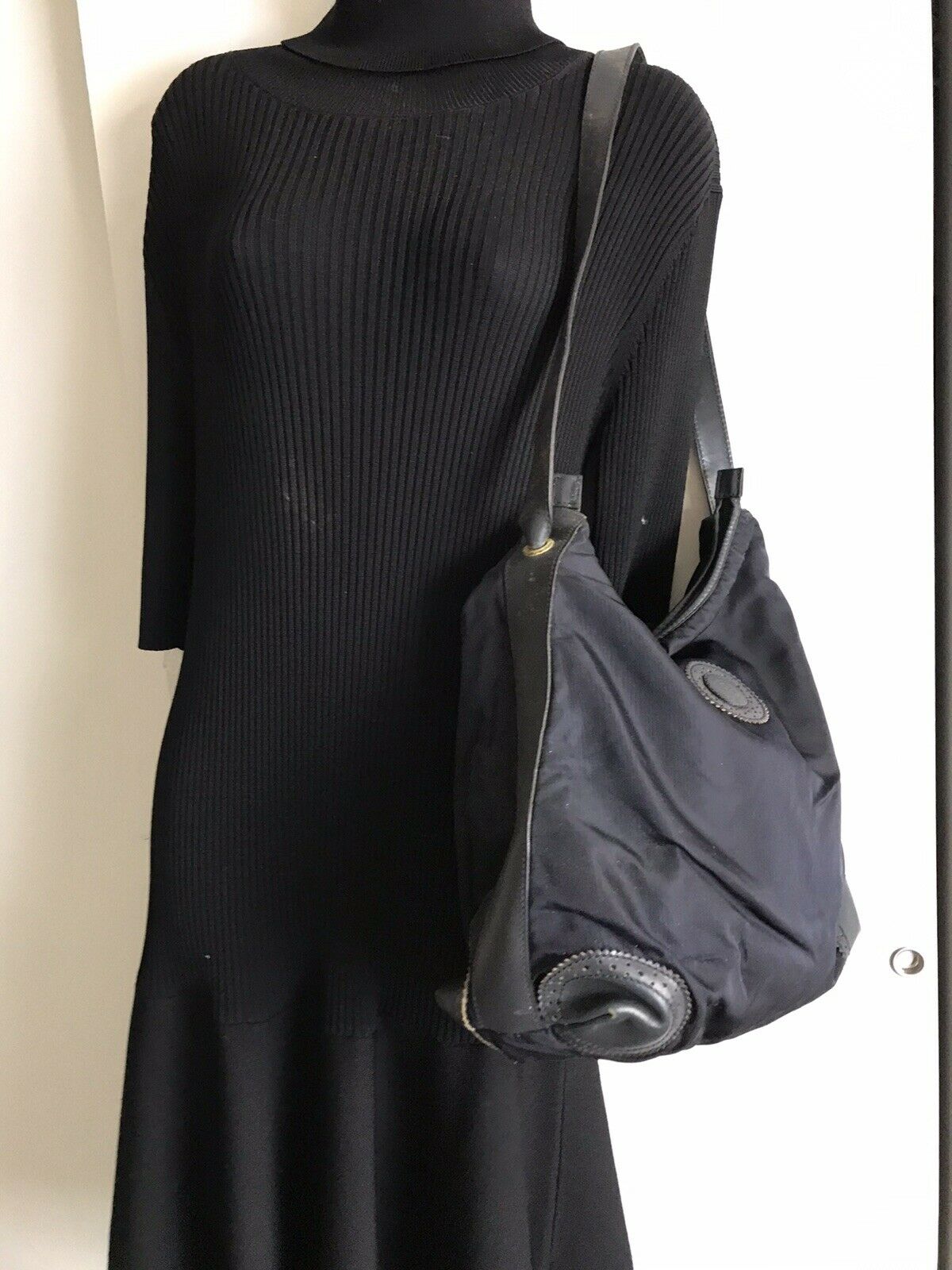 FENDI Vintage Black Nylon Tote Bag