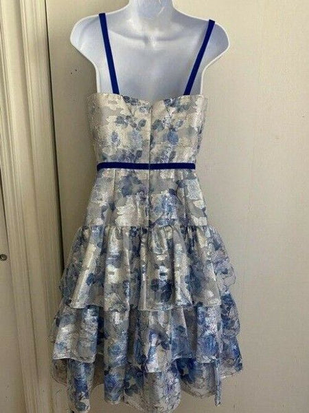 marchesa blue white nwot notte blue short formal dress