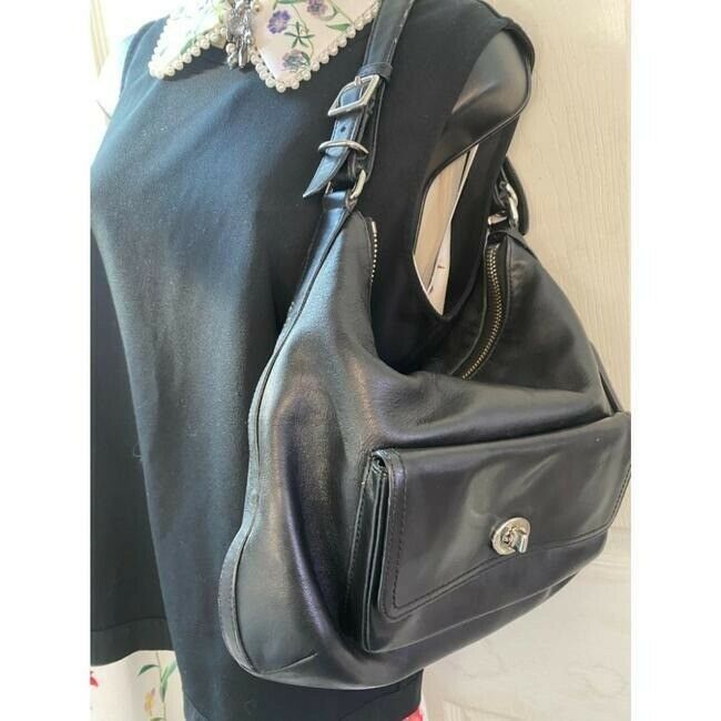 Coach Large Black Leather Hobo Bag