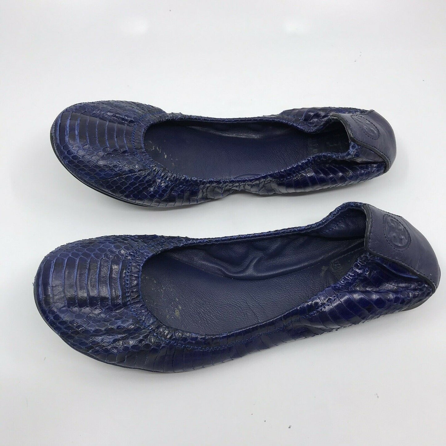 TORY BURCH Navy Snake Skin ballet Flats Size 9