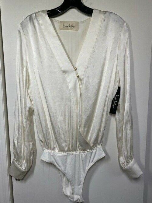 nicole miller white new ls body suit msrp