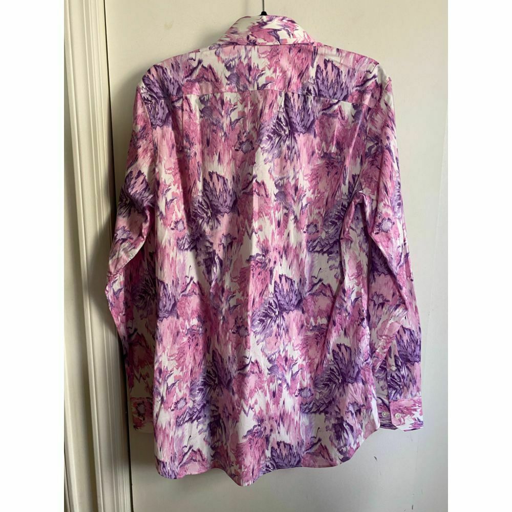 BONOBOS Pink Purple Printed Long Sleeve Button Down Shirt Size 15.5