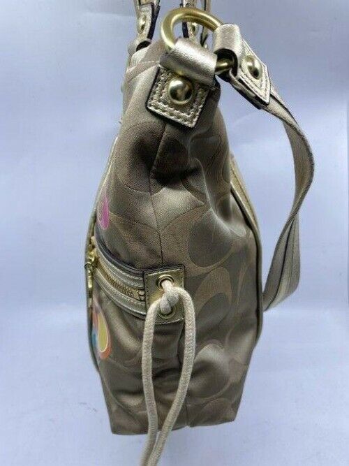 coach msrp gold tan fabric cross body bag
