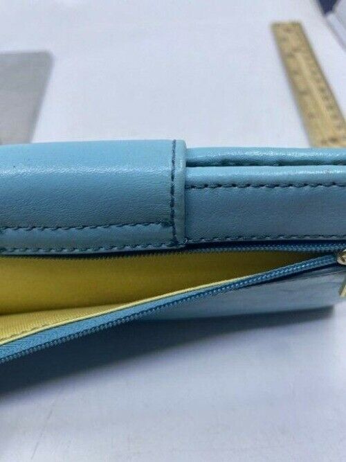 Fossil Blue Leather Large Card Id With Expandable Snap Wallet