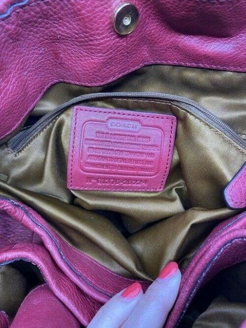 coach large red leather shoulder bag
