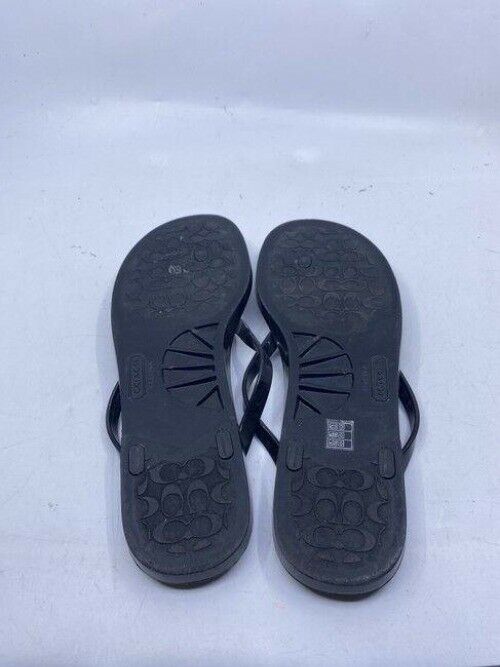 Coach Black White Gold Bow Sandals Size Us
