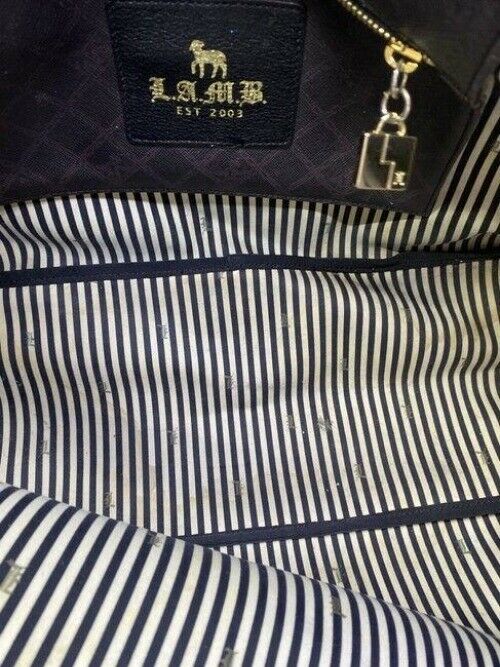 lamb shopping xl l black tan coated canvas tote