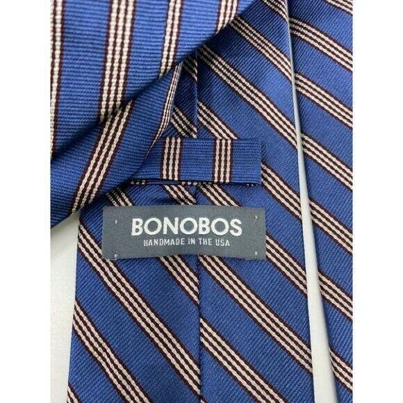 New! BONOBOS Blue Brown White Premium Neck Tie