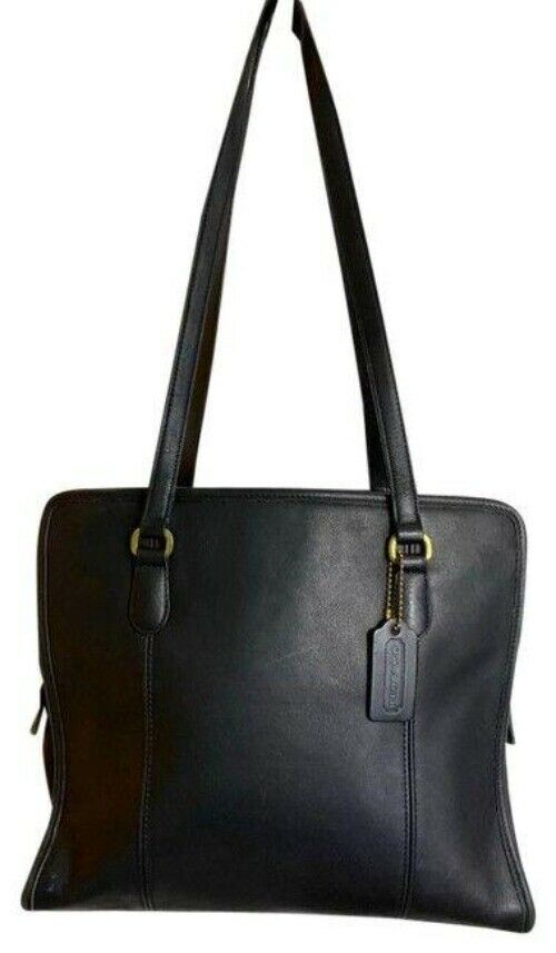 coach vintage black leather shoulder bag