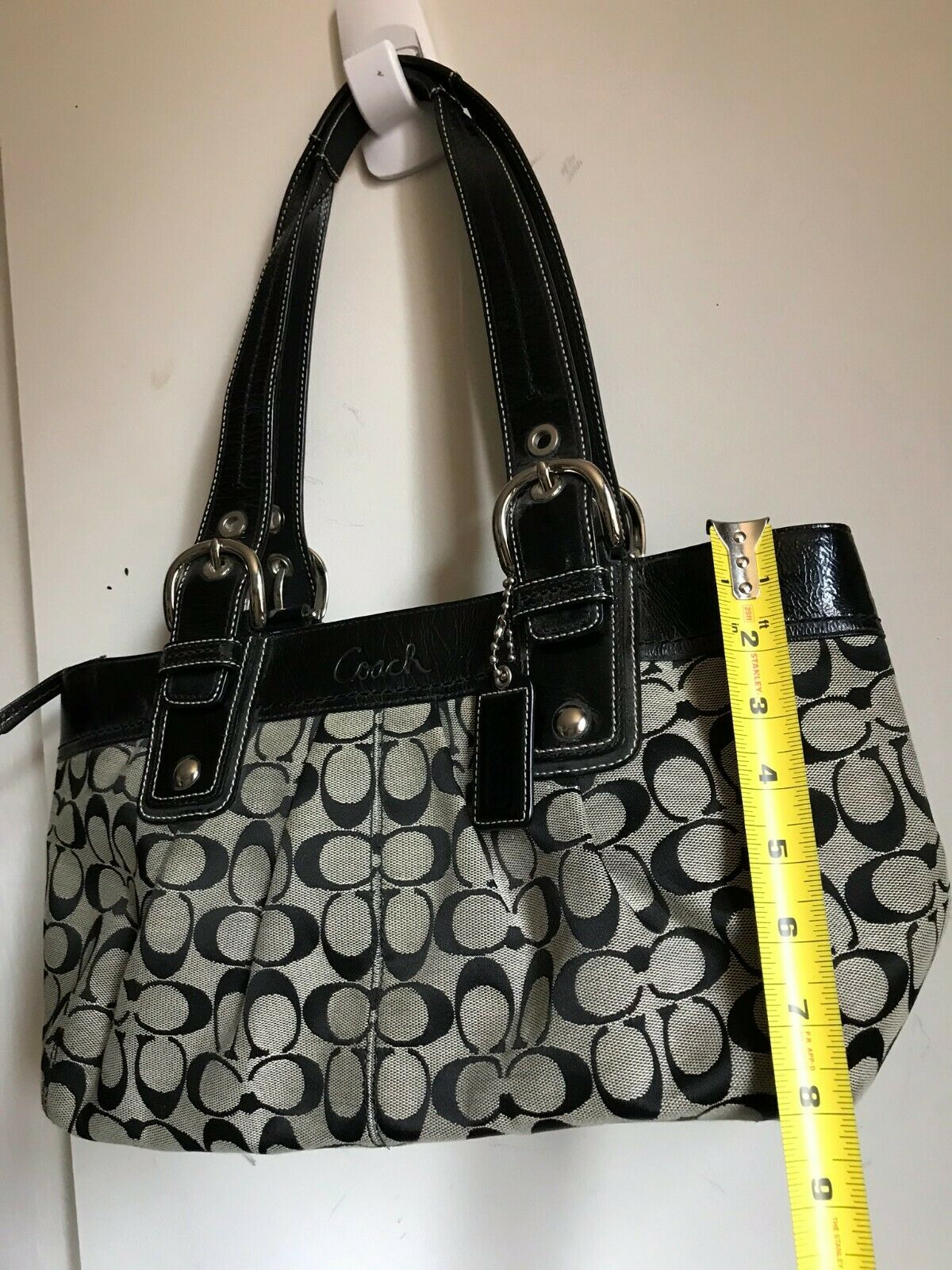 Coach Black Interwoven Fabric Tote Bag