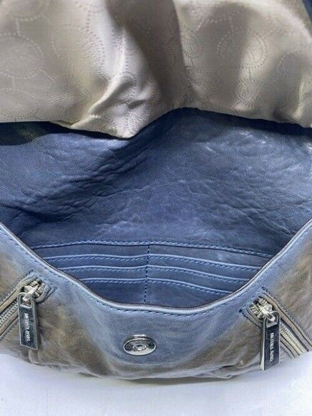 Michael Kors Odette Zip Medium Convertible Pearl Gray Leather Shoulder Bag