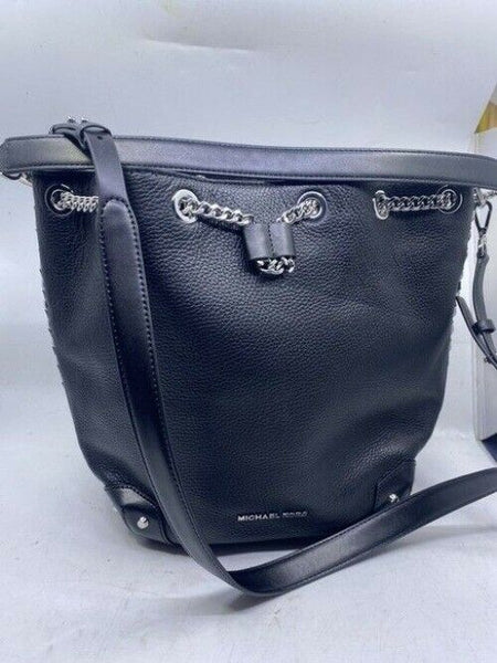 Michael Kors Bucket Alanis Medium Black Leather Shoulder Bag