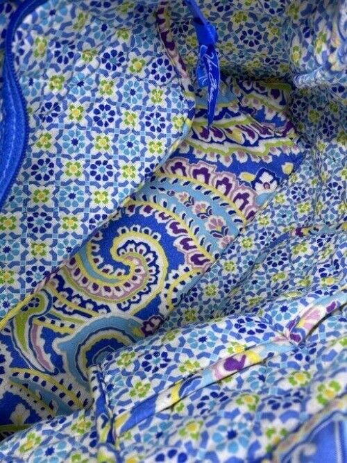 Vera Bradley Large Quilted Blue Purple Yellow White Shoulder Bag