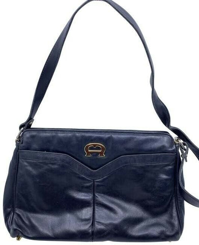 Etienne Aigner Vintage Classic Black Leather Shoulder Bag