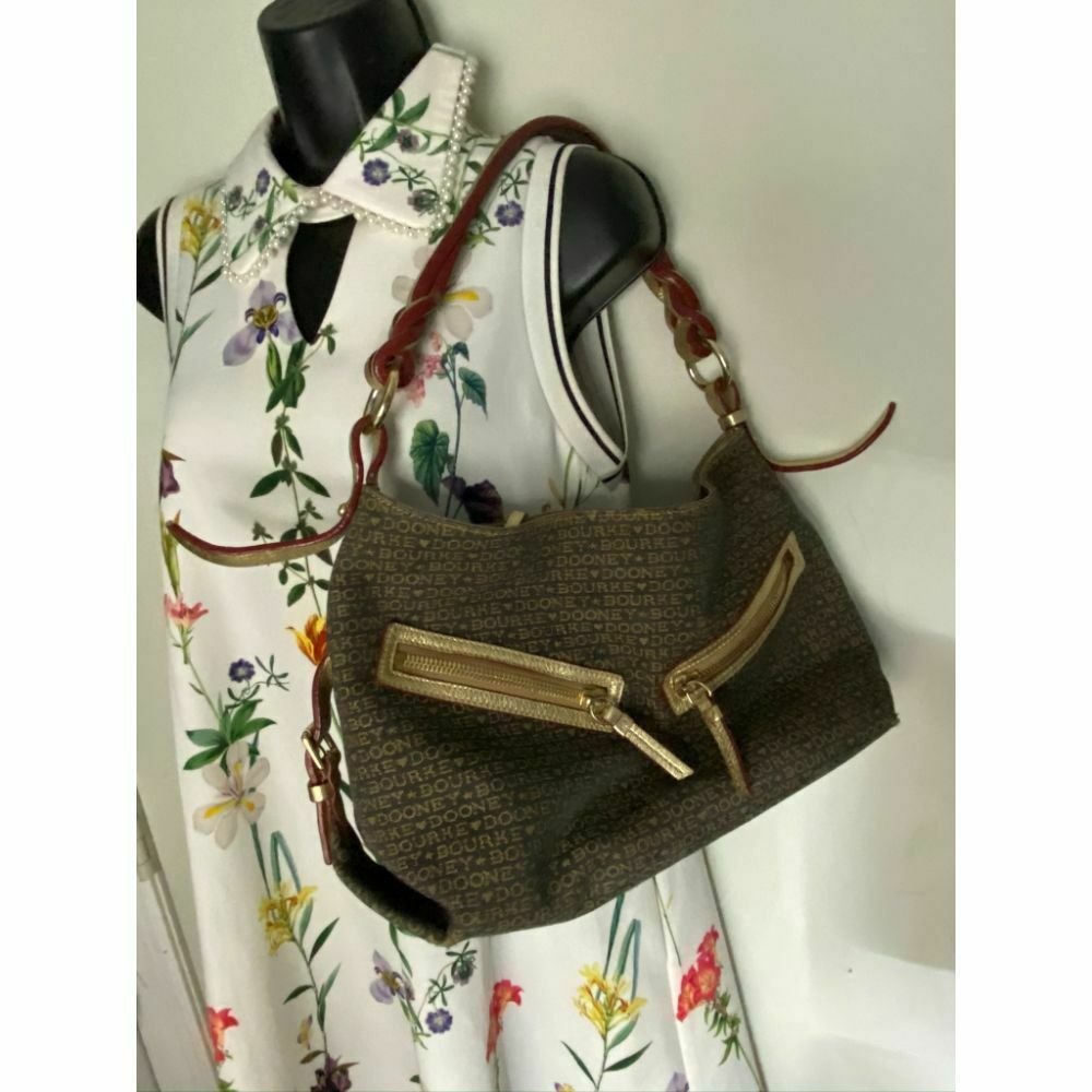 Dooney & Bourke Fabric Shoulder Bag Over Signature Size M Msrp 250