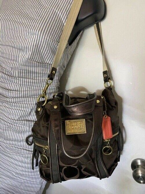 coach msrp brown fabric cross body bag