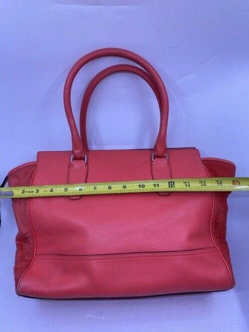 Coach w w pony hair contrast handbag coral leather tote