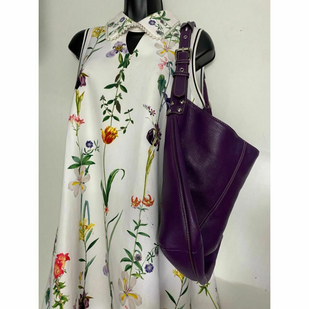 Tignanello Purple Leather Shoulder Bag