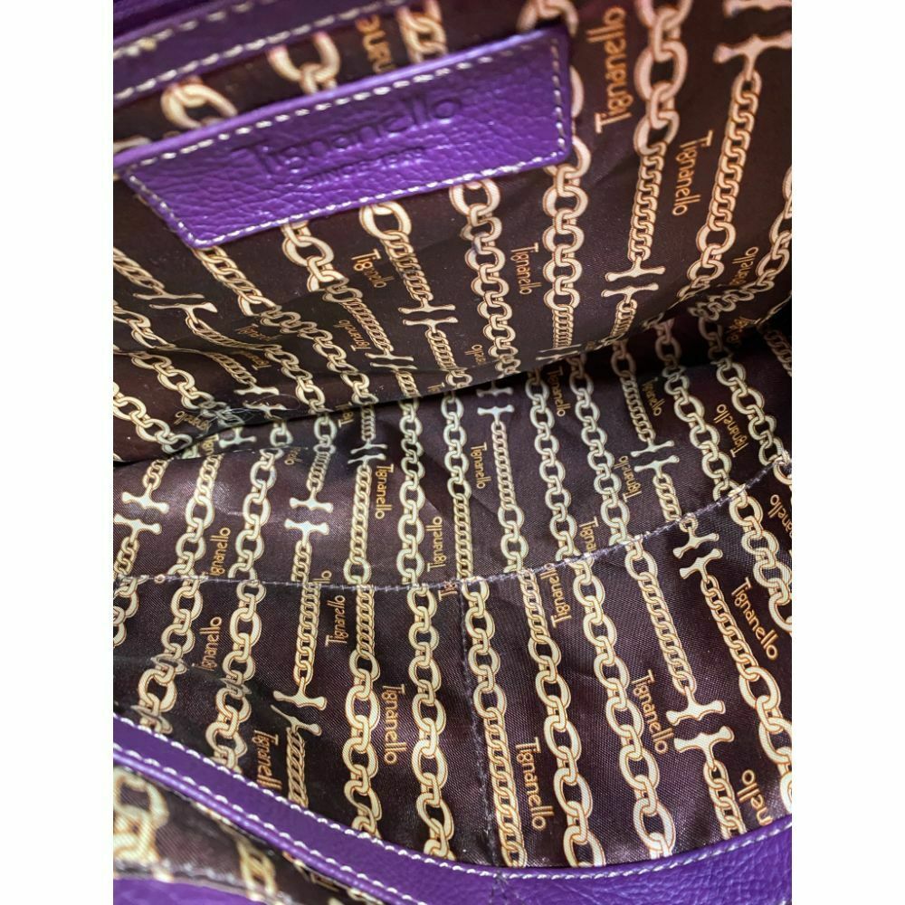 Tignanello Purple Leather Shoulder Bag
