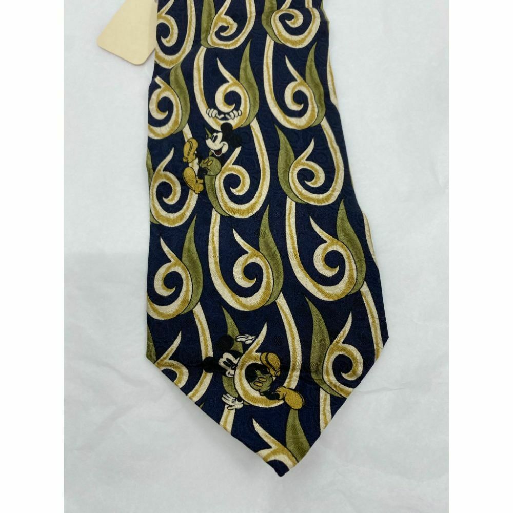 MICKEY MOUSE Disney Neck Tie Black Green Hand Made 100% Silk