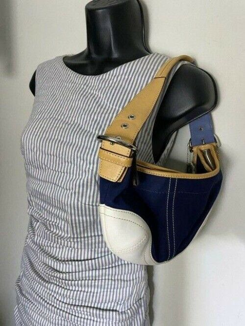 Coach Small Handbag Blue White Hobo Bag